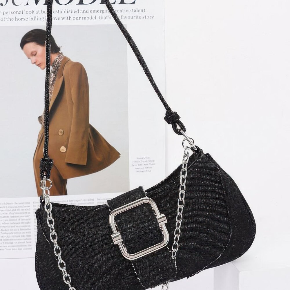 Faux Denim Handle Bag